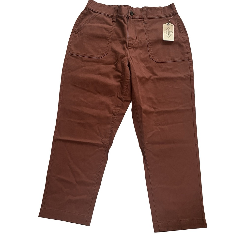 NWT St John's Bay Women's Size 10P Burnt Orange Elastic Waist Chino 98% Cotton